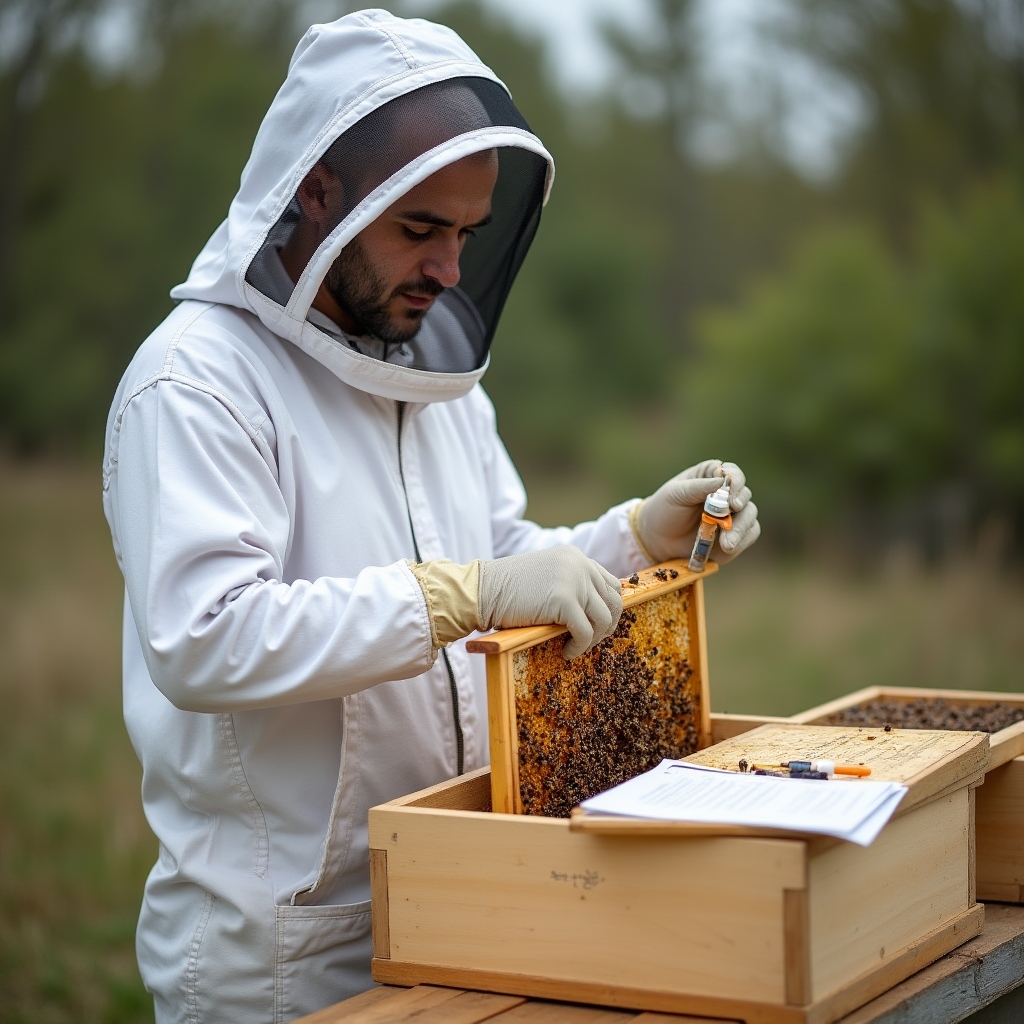 Demonstration der Varroabehandlung am Bienenstock